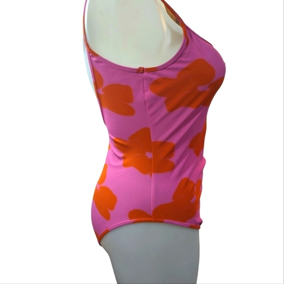 Nu Swim Noodle Floral Print Plus Size Swimsuit in Pink w/Dusty Orange . Size 2XL - Picture 3 of 8